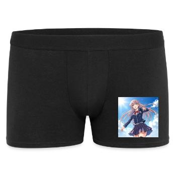 Schulmädchen im blauen Himmel - Männer Boxer Shorts - Schwarz - Vorne