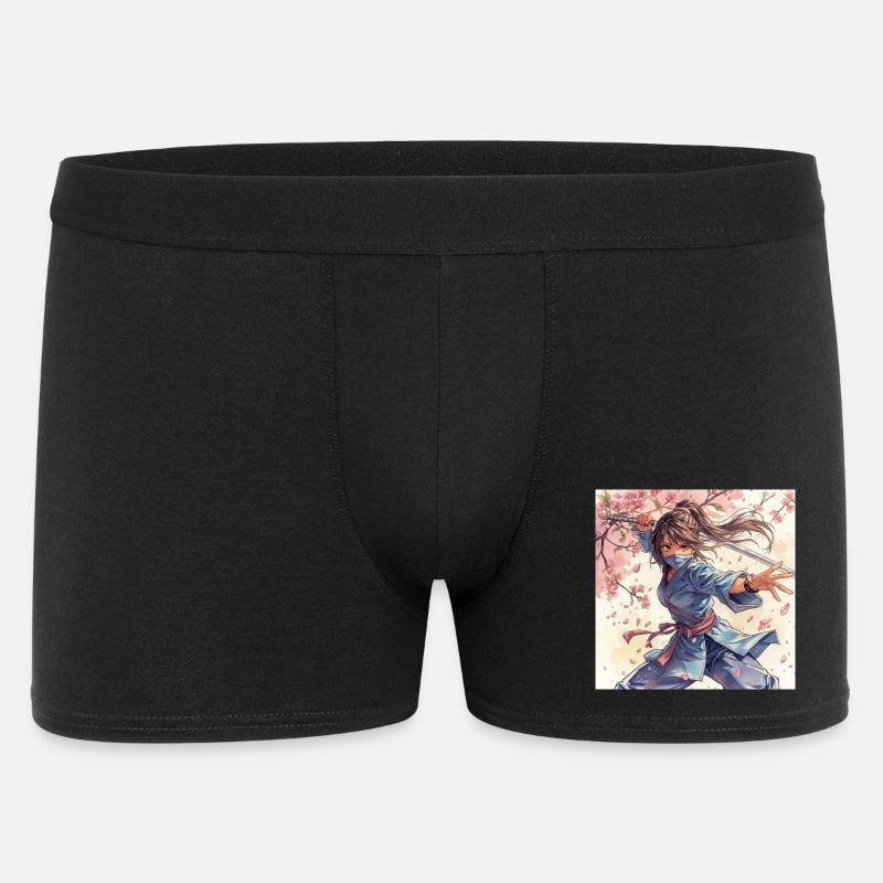 Blütenklinge Ninja im Kimono - Männer Boxer Shorts - Schwarz