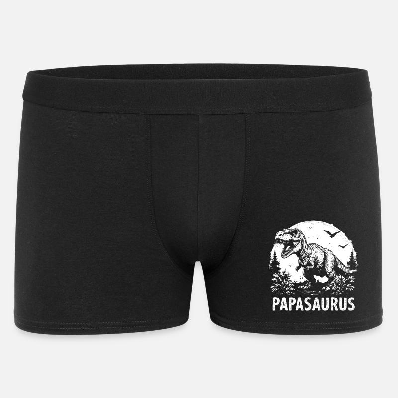 Papasaurus Strong Dad GiftT-Rex Dad Cool - Men's Boxer Shorts - black