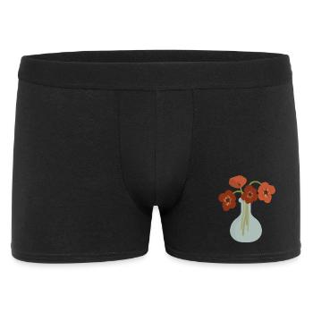 Rote Mohnvase Floral - Männer Boxer Shorts - Schwarz - Vorne