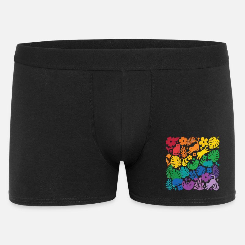 LGBT-Pride-Monat – Regenbogenkatzen und Blumen - Männer Boxer Shorts - Schwarz