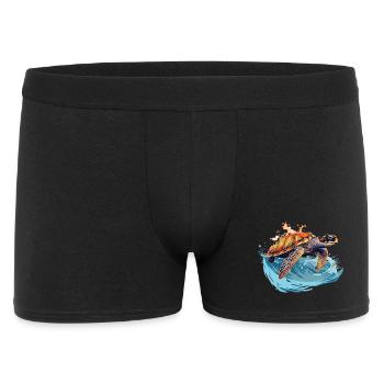 Wilde Meeresschildkröte in Welle - Männer Boxer Shorts - Schwarz - Vorne