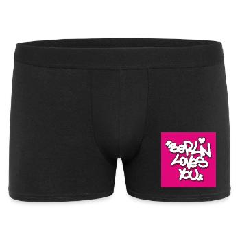 BLY_Berlin je t’aime - Autocollant rose - Boxer Homme - noir - Devant
