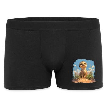Meerkat Erdmännchen - Männer Boxer Shorts - Schwarz - Vorne