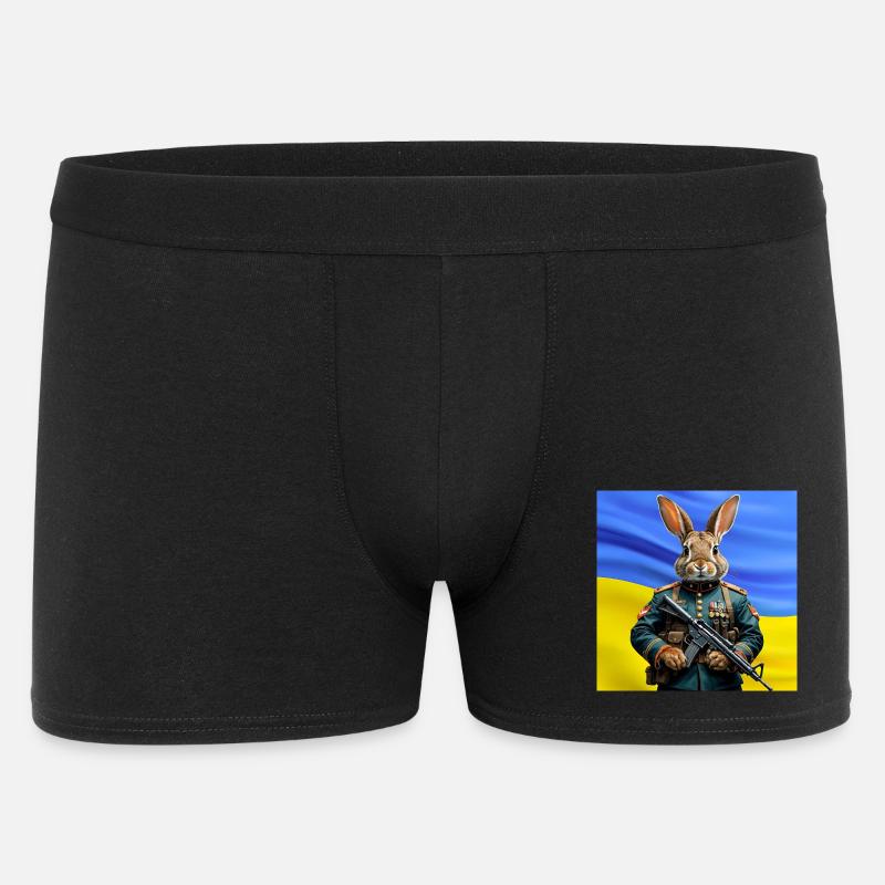 Guardian Rabbit: Held der Ukraine - Männer Boxer Shorts - Schwarz