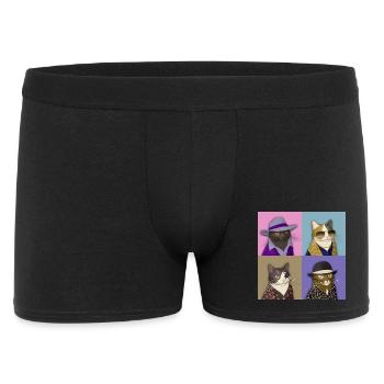 Badass Cat Quartet - Männer Boxer Shorts - Schwarz - Vorne