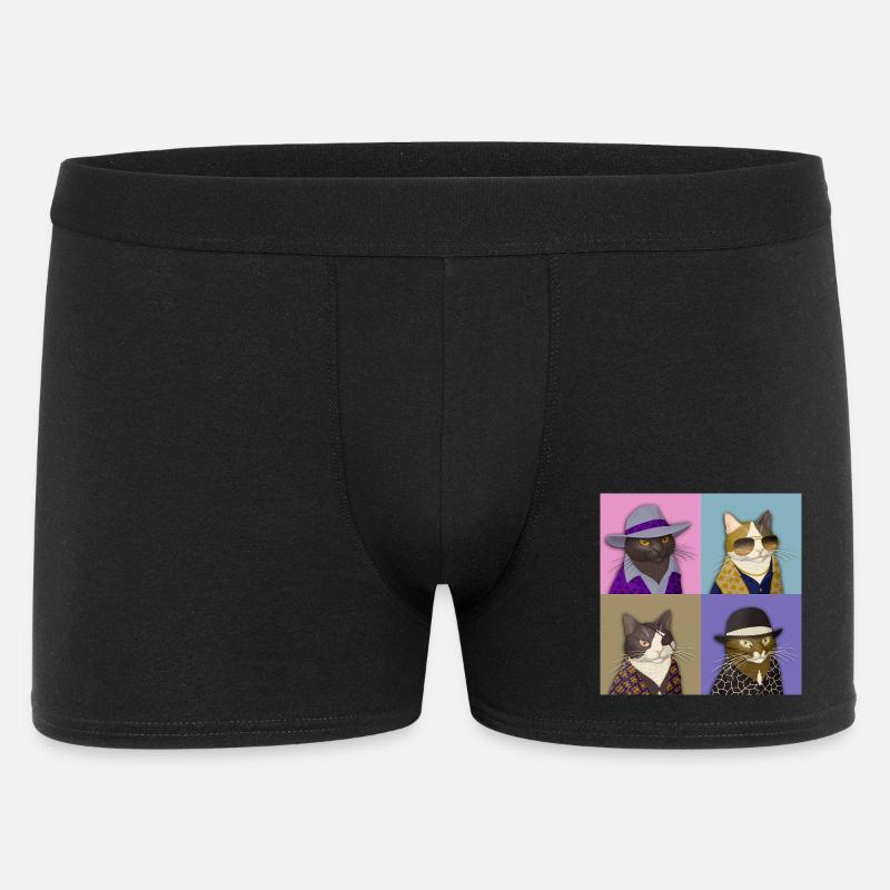 Badass Cat Quartet - Männer Boxer Shorts - Schwarz