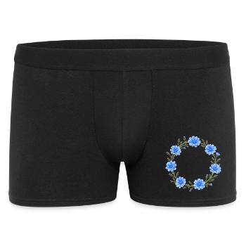 (Außer)gewöhnlicher Wegwartenkranz Blumenmotiv - Männer Boxer Shorts - Schwarz - Vorne
