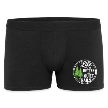 Wandern – Outdoor-Abenteuer – Das Leben ist besser auf Qui - Männer Boxer Shorts - Schwarz - Vorne