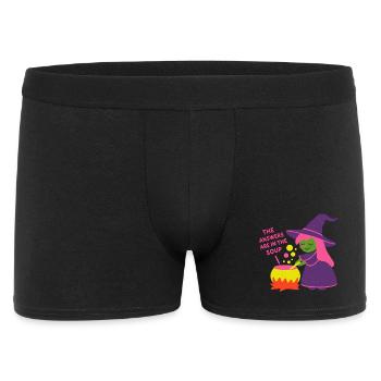Die Antworten sind in der Suppe - Männer Boxer Shorts - Schwarz - Vorne