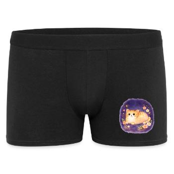 Chaton au clair de lune parmi les fleurs - Boxer Homme - noir - Devant