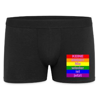 KEINE ANGST NIE WIEDER IST JETZT,  NO NZS, NO AFD - Männer Boxer Shorts - Schwarz - Vorne
