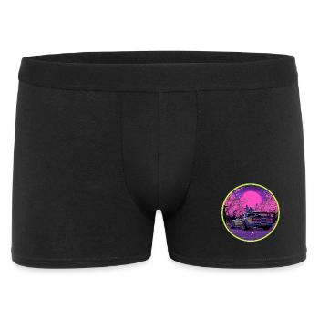 Retro 90s JDM Drift Car Sakura Synthwave Art - Men's Boxer Shorts - black - Front