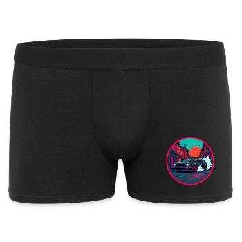Retro 80s JDM Hatchback Street Race Synthwave Art - Men's Boxer Shorts - black - Front