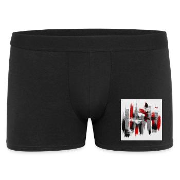 Abstraction Rouge Noir Gris - Boxer Homme - noir - Devant