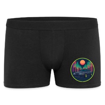 Retro 90er JDM R32 Forest Neon Moon Emblem - Männer Boxer Shorts - Schwarz - Vorne
