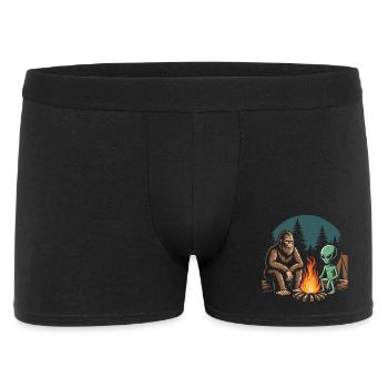 Hiking - Outdoor Adventure - Bigfoot and Alien - Men's Boxer Shorts - black - Front