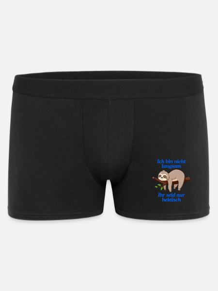 Lustiges Faultier T-Shirt | Langsam & Humor - Männer Boxer Shorts - Schwarz