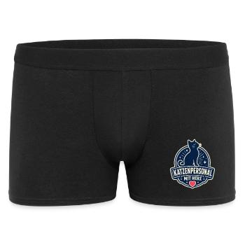 Katzenpersonal mit Herz - Männer Boxer Shorts - Schwarz - Vorne