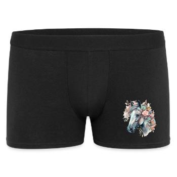 Pastel Floral Horse Crown Watercolor - Men's Boxer Shorts - black - Front