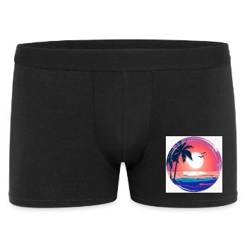 Sonnenuntergangs-Palmenkreis Ozean-Leuchten - Männer Boxer Shorts - Schwarz - Vorne