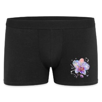 Irisierende Orchidee in Wassersplittern - Männer Boxer Shorts - Schwarz - Vorne