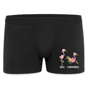 Ingo & Flammingo – Lustige Flamingos - Männer Boxer Shorts - Schwarz - Vorne