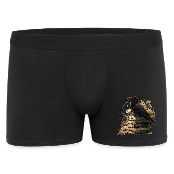 Rabe auf Büchern - Männer Boxer Shorts - Schwarz - Vorne