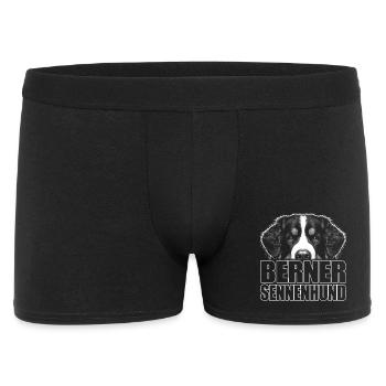 Berner Sennenhund Porträt mit Schriftzug - Männer Boxer Shorts - Schwarz - Vorne