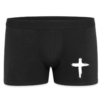 Christen Kreuz - Männer Boxer Shorts - Schwarz - Vorne