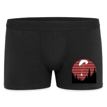 Gleitschirm_uber_Wald - Männer Boxer Shorts - Schwarz - Vorne