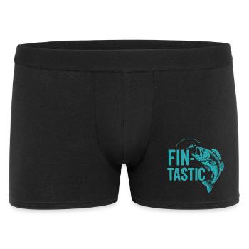 Fin-tastic! Funny Angler & Giant Fish Design - Men's Boxer Shorts - black - Front