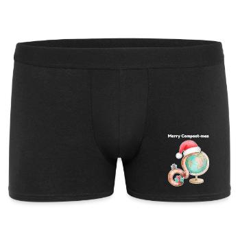Regenwurm im Hut des Weihnachtsmanns - Männer Boxer Shorts - Schwarz - Vorne