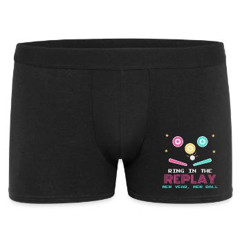 Ring In the Replay Neujahr Flipperhalle - Männer Boxer Shorts - Schwarz - Vorne