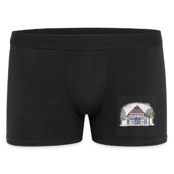 Fachwerkhaus im Aquarellstil  - Männer Boxer Shorts - Schwarz - Vorne