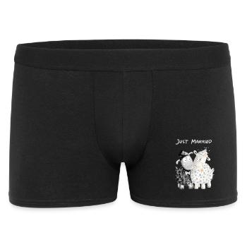 Juste marié Mouton Couple nuptial I Cadeau de mariage - Boxer Homme - noir - Devant