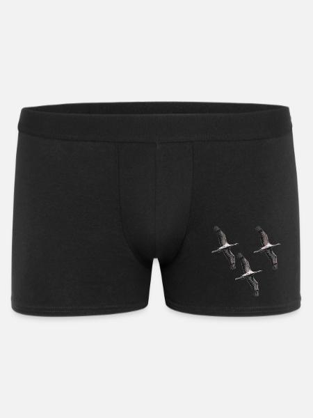 Vogelzug Kraniche in Grau Tönen - Männer Boxer Shorts - Schwarz