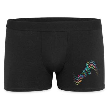 Bunte Symphonie auf schwungvollen Notenlinien - Männer Boxer Shorts - Schwarz - Vorne