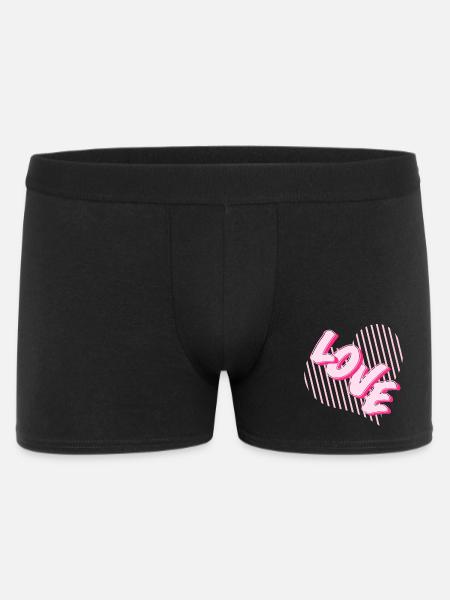Love Neon Pink Heart typsnitt - Boxershorts Herr - svart
