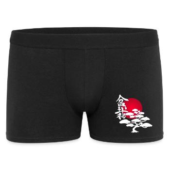 Weißer Baum und rote Sonne - Männer Boxer Shorts - Schwarz - Vorne