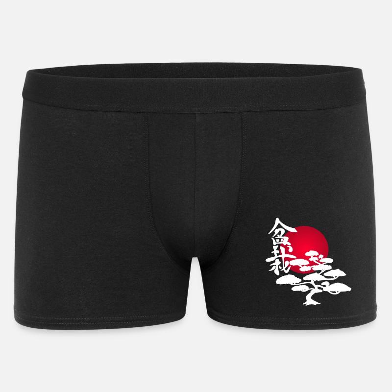Weißer Baum und rote Sonne - Männer Boxer Shorts - Schwarz