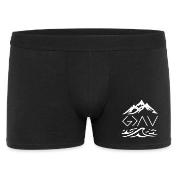 Gott ist größer als jede Höhe und Tiefe (Röm 8,39) - Männer Boxer Shorts - Schwarz - Vorne