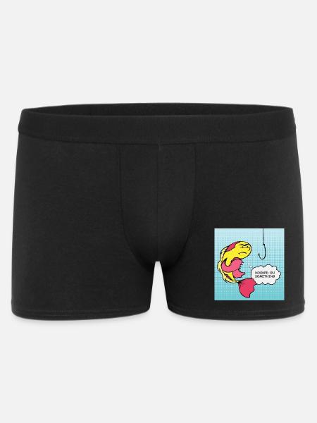 Pop Art Vis Gekroken Humor - Mannen Boxershorts - zwart