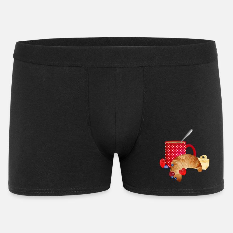 Frühstücks Stillleben mit Croissant,Kaffee, Beeren - Männer Boxer Shorts - Schwarz