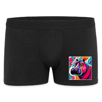 Nilpferd - Männer Boxer Shorts - Schwarz - Vorne