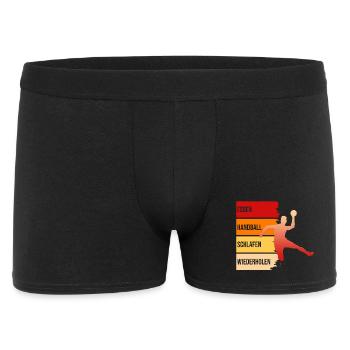 Essen, Handball, Schlafen, Wiederholen - Männer Boxer Shorts - Schwarz - Vorne