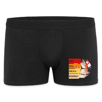 Essen, Volleyball, Schlafen, Wiederholen - Männer Boxer Shorts - Schwarz - Vorne