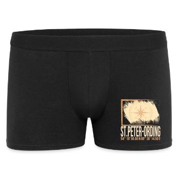 St Peter Ording Koordinaten - Männer Boxer Shorts - Schwarz - Vorne