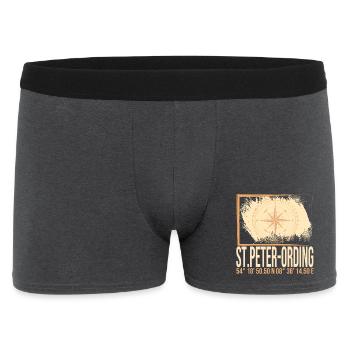 St Peter Ording Koordinaten - Männer Boxer Shorts - Anthrazit - Vorne