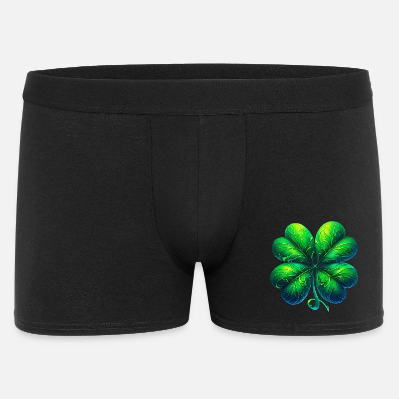 Vierblättriges Kleeblatt - Männer Boxer Shorts - Schwarz